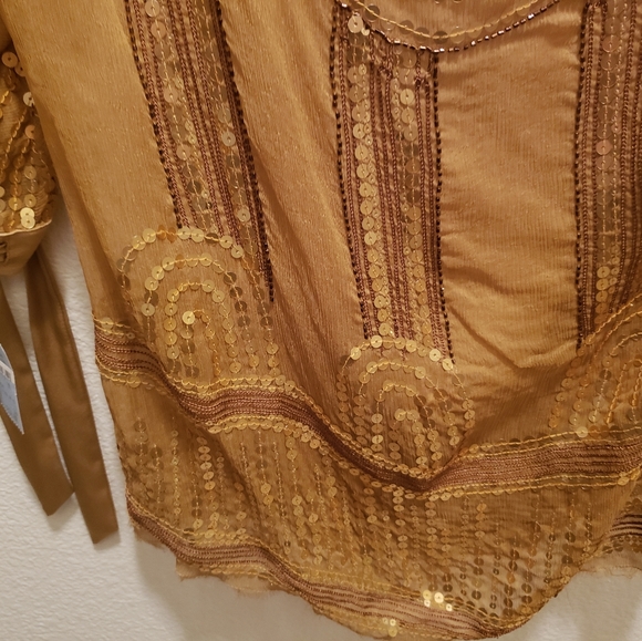 Julian Gold, Elegant Sheer Sequined Blouse - Picture 9 of 9